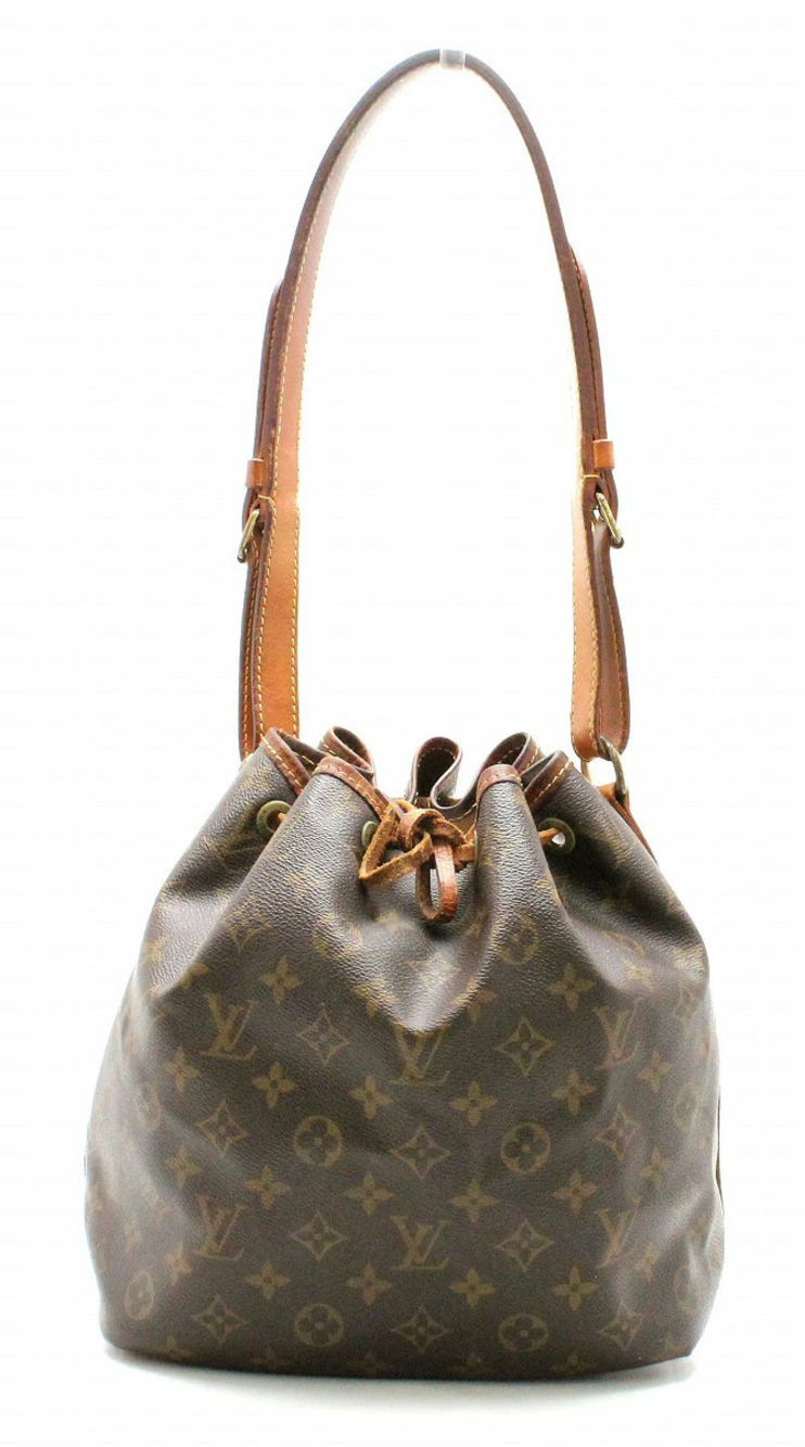 Louis Vuitton Monogram Noe Hobo Shoulder Bag Drawstring Canvas Leather Brown
